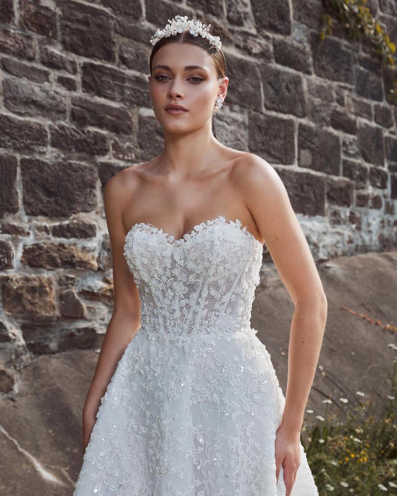 124104 a line sparkly wedding dress with pockets and sweetheart neckline4